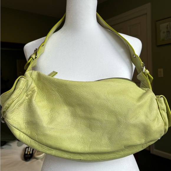 Gail Labelle Handbags - Lime green leather shoulder bag by Gail Labelle